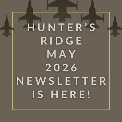 a white frame on a grey background with the text hunters ridge january 2024