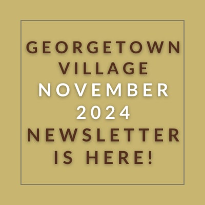a brown background with the words georgstown village october 232013 is here