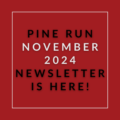 a pine run sign with the words pine run newspaper is here