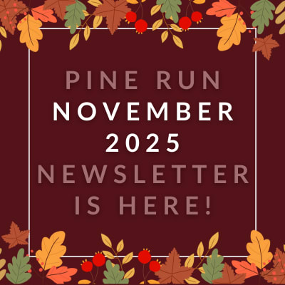 a pine run sign with the words pine run april 23 newsletter is here