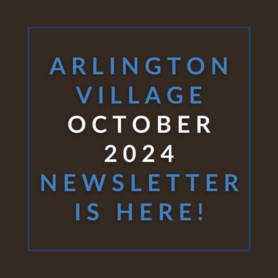a blue background with the words arlington village september 23 newspaper is here
