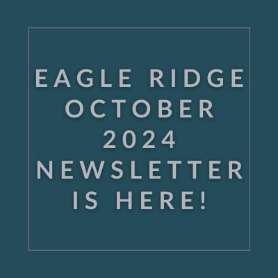 a red background with white text that says eagle ridge apartments april 23 2020 newsletter is here