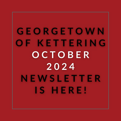 a red rectangle with the words georgetown of kiting july 23 23 newsletter is