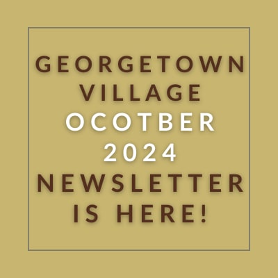 a brown background with a white border and the words georgetown village september 23 newspaper