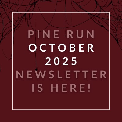 a pine run sign with the words pine run april 23 newsletter is here