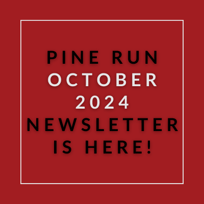 a pine run sign with the words pine run april 23 newsletter is here