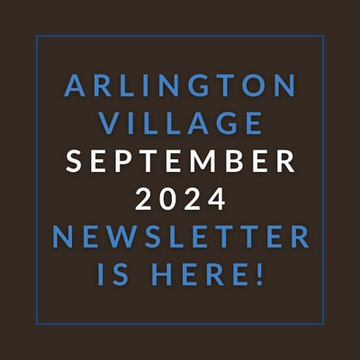 a blue background with the words arlington village april 23 newspaper is here