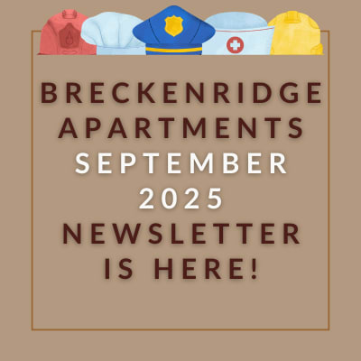 A poster announcing the September 2025 newsletter for Breckenridge Apartments.