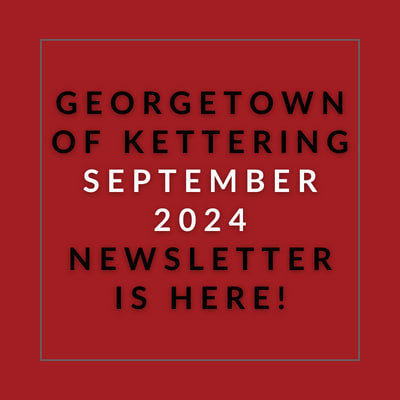 a red rectangle with the words georgetown of kiting july 23 23 newsletter is