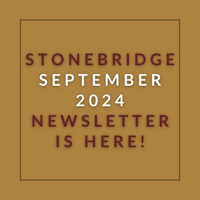 a red background with gold text that readsstonebridge apartment homes july 23 23 newsletter is