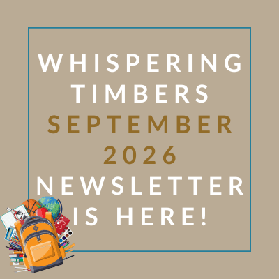 a yellow background with the text whispering timbers april 2024 is here