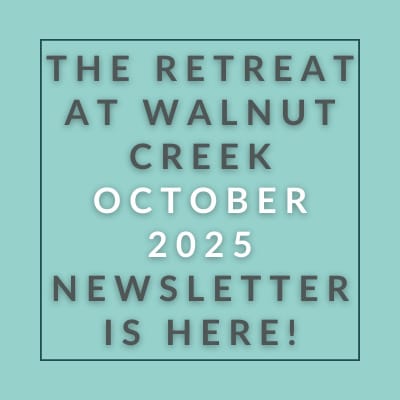 a green background with a white sign that says the retreat at walnut creek april 23