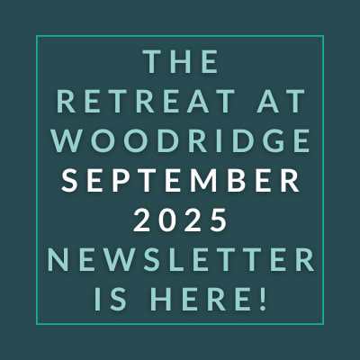 The image announces the availability of the Retreat at Woodridge September 2025 newsletter.