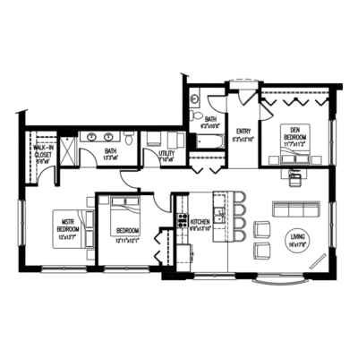 A black and white floor plan of a house with multiple rooms.