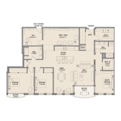 A floor plan of a house with labeled rooms such as "Kitchen", "Dining Room", and "Bedroom".