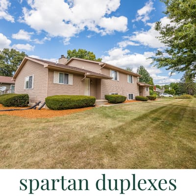 A house with the words "Spartan duplexes" written on the bottom.