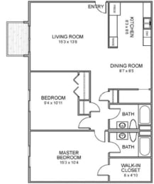 Woodstock two bedroom two bathroom floor plan at Moore Place