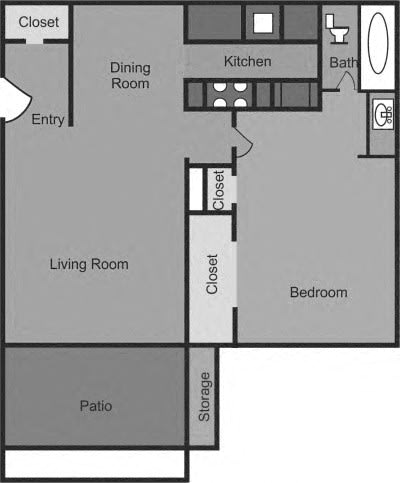Floor Plan  1 Bedroom 1 Bathroom Floorplan
