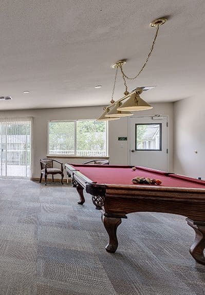 a game room with a pool table at VINTAGE AT MOUNT VERNON Apartments, Mt. Vernon