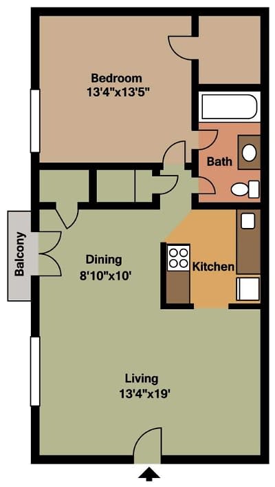 1 bedroom 1 bathroom floor plan A 1 bedroom 1 bathroom floor plan A at The Life at Pine Grove, Riverdale, GA