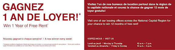 A promotional image offering a year of free rent for signing a lease.