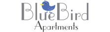 the logo for blue bird apartments