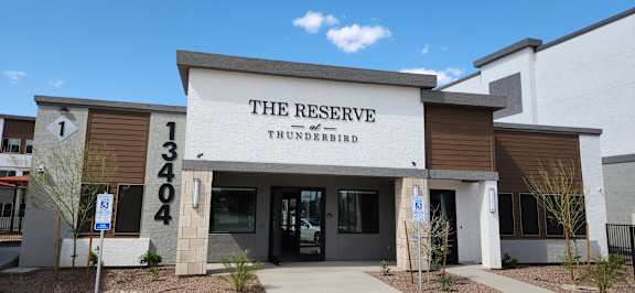 The Reserve Thunderbird building with the number 13404 on it.