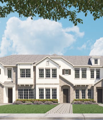 a rendering of a three story home with stone and shingles