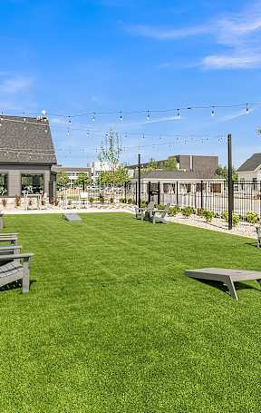 Slate at Fishers District in Fishers, Indiana Courtyard with Cornhole