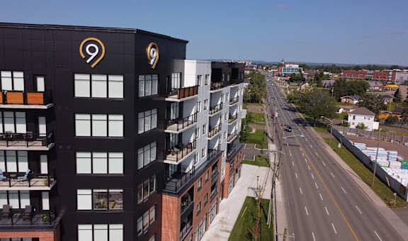 an aerial view of a building with the google logo on it