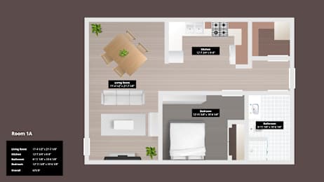  Floor Plan 1 Bedroom 1 Bath