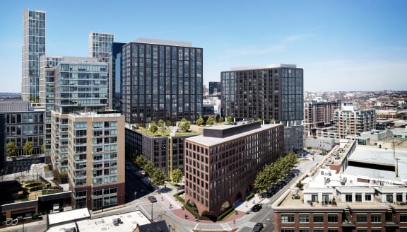 a view of the city with tall buildings  at Allied Harbor Point, Baltimore, 21231