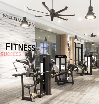 a gym with cardio machines and other exercise equipment