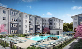 Cyrus Apartments in North Austin, pool courtyard. 