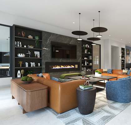 Club Room with Fireplace at Marquee Square Apts in Tampa FL
