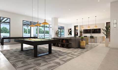 Club Room with Billiards at Marquee Square Apartments in Tampa, FL