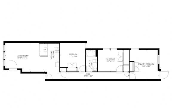 Floor Plan  3 Bedroom 1 Bathroom
