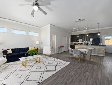 Spacious Living Area with Luxury Laminate Wood Flooring