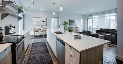 Modern, Bright and Spacious Kitchen at 747 Apartments, Indiana