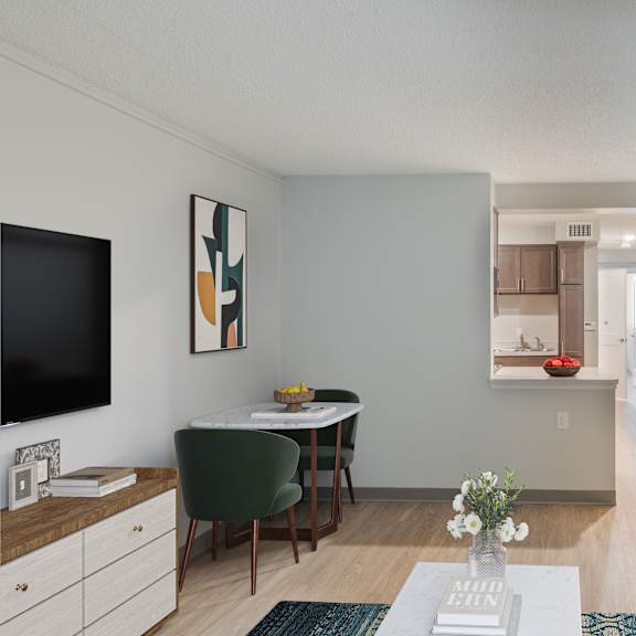 A bedroom with a bed, nightstand, and lamp.