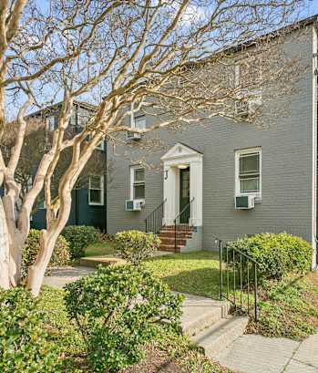 A grey house with a tree in front of it. at Shipyard Shores Apartments, Apartments, Newport News, VA