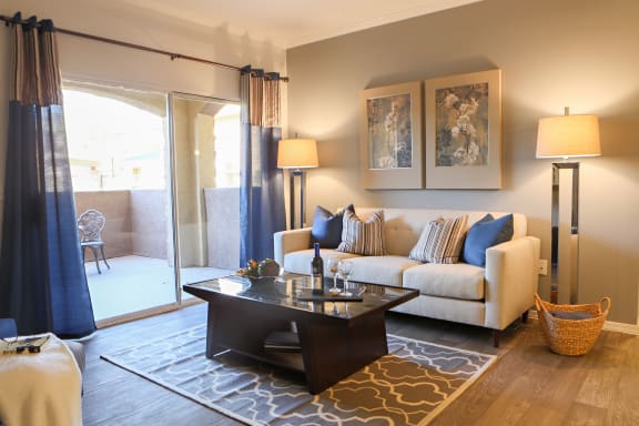 a living room with a couch and a coffee table