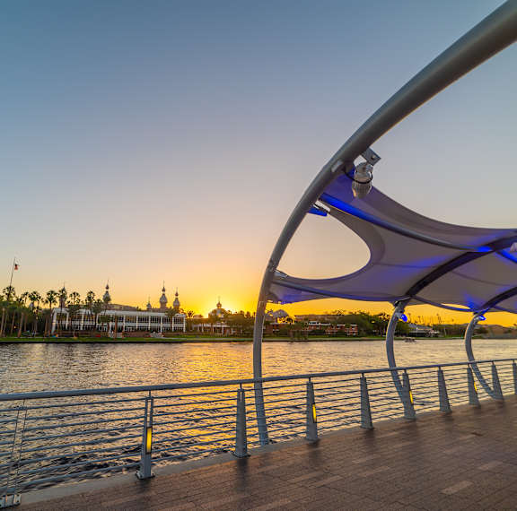 Peaceful River Scene with Tampa Skyline Minutes from Anchor Riverwalk Apartments