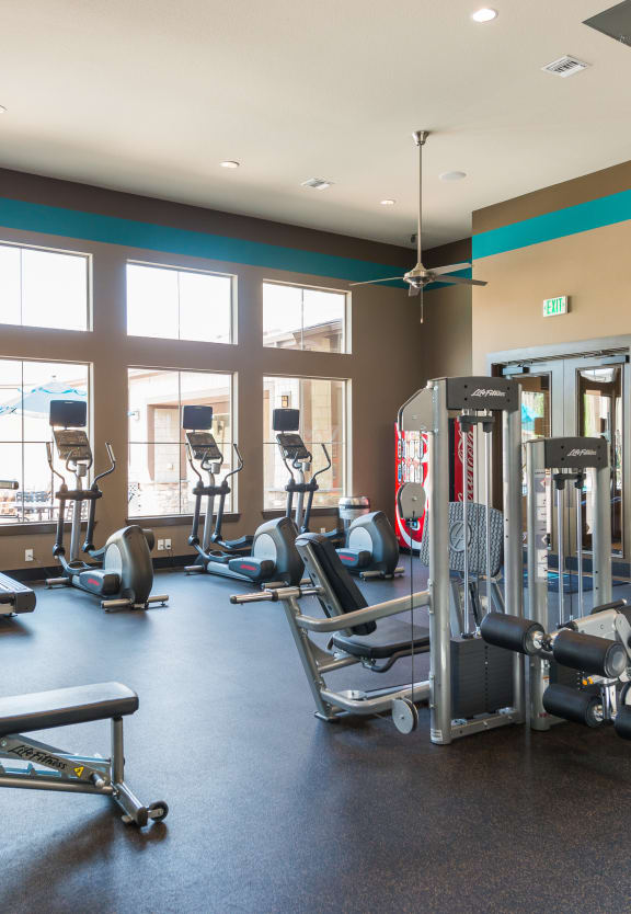 the apartments at masse corner 205 fitness room at Estate at Woodmen Ridge, Colorado, 80923