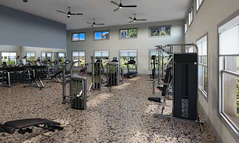 24 Hour Fitness Center at Ivy Heights Apartments in Austin, TX