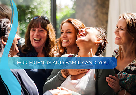 a group of women laughing together with the text for friends and family and you