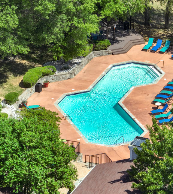 Aeriel pool view at Foxborough Apartments, Texas, 75061