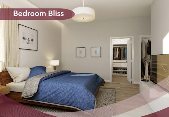 a bedroom with a bed and a closet