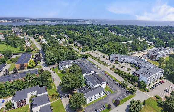 Aerial view of the city at Gull Harbor Apartments in New London, CT, 06320