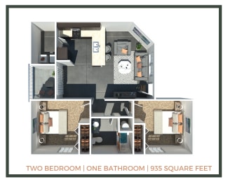Floor Plan  2x1 935